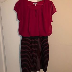 Red & Black striped dress